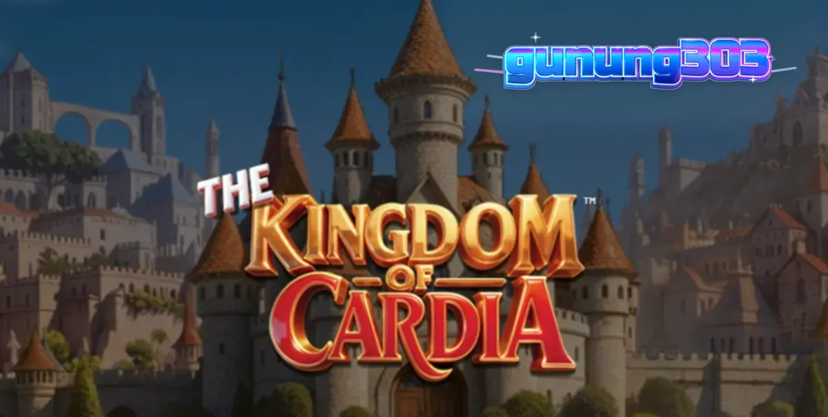 Tampilan visual slot The Kingdom of Cardia dengan nuansa taman fantasi dan kartu remi.